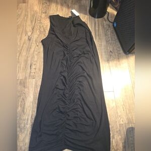 Sleeveless Black Ruched Dress